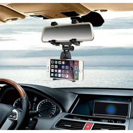 K-S-Trade Qualitativ & Innovativ Smartphone Halterung Für Lava Yuva Smart Rückspiegel Schwarz Auto KFZ Halter
