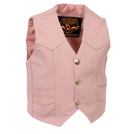 Milwaukee Leather Kids-Girls Classic Pink Leather Motorcycle Style Biker Vest (Just Like Moms) - Medium