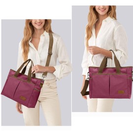 ALUWU Women's Canvas Tote Bag Work Shoulder Crossbody Bags Vintage Multi-pocket Handbags Large, Purple