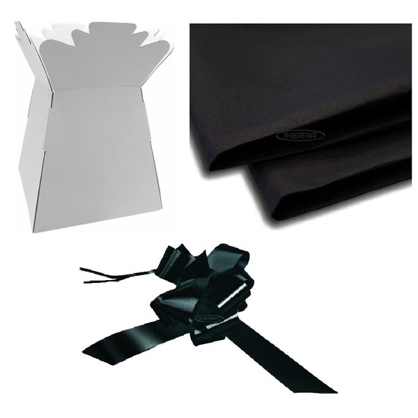 INERRA Bouquet Making Kit with White Florist Box, Black Tissue