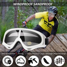 LMAVAG Motorcycle Goggles ATV Goggles Dirt Bike Goggles Motocross Riding Goggles Anti-Fog Scratch Dustproof Lens with Adjustable Elastic Headband for Men Women Kids Youth Adult 2 Pack clear Lens