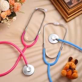 meekoo 2 Pack Kids Stethoscope Toy Real Working Nursing Cosplay Doctors Nurses Stethoscope for Kids Role Play Girls Boys Cosplay Costume Pretend Game Accessories(Pink, Black)