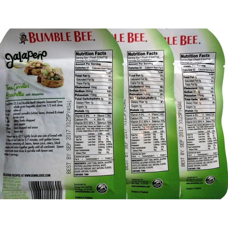 Bumble Bee Jalapeno Seasoned Tuna, 2.5 Ounce 3-Pouches