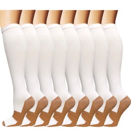 Graduated Medical Copper Compression Socks for Men & Women Circulation 8 Pairs 15-20mmHg - Best for Running Athletic Cycling