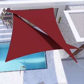 Windscreen4less Waterproof 8'x10'x12.8' Triangle Sun Shade Sail Canopy Cover UV Blockage for Pergola Patio Deck Balcony Yard Outdoor (Red)