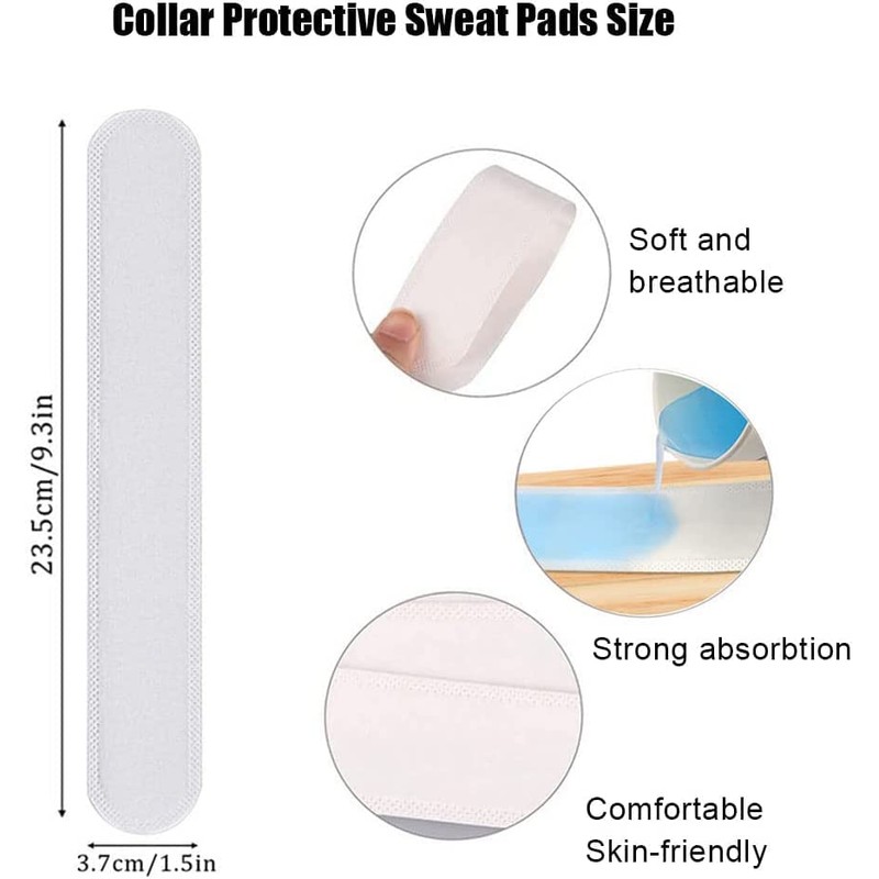 Erioctry 40PCS White Disposable Collar Protectors - Self-Adhesive Sweat Pads