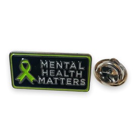 Mental Health Awareness Pin Badge - Mental Health Matters 2.5cm x 1.5cm (Black & Green)