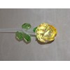 14" Long Stem Glass Yellow Rose Bud Flower Love
