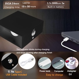 ZYI Indoor LED Wall Lamp with Touch Switch, Cordless Lamp Rechargeable USB Wall Sconce Lights Battery Powered Bedside Lamps for Bedroom Children's Room Corridor Stairwell (Black 2pack, 6000K)