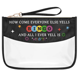Funny Bingo Gift Clear Makeup Bag for Women Bingo Gambler Gifts Bingo Money Cosmetic Bag Casino Gambling Bingo Gifts Lucky Bingo Gifts Bingo Player Grandma Retirement Gift Zipper Toiletry Pouch