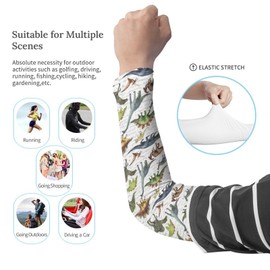 QiErDesign Dinosaurs Cooling Arm Sleeves for Men & Women – Breathable, Sun Protection, Sports Arm Sleeves for Women, Men & Youth