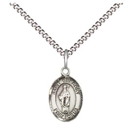 Women's .925 Sterling Silver Saint Gregory the Great Medal Pendant on 18 Inch Rhodium Plated Lite Curb Brass Chain with Lobster Claw Clasp, Catholic Religious Necklace - Made in USA- Velvet Gift Box