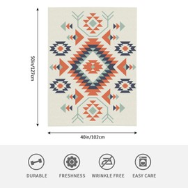 HGOD DESIGNS Ethnic Pattern Blanket Graphic Cute Tribe Traditional Geometric Art Throw Blanket Decor Cozy Warm for Home Bedroom Sofa Office red blue white 100x130cm