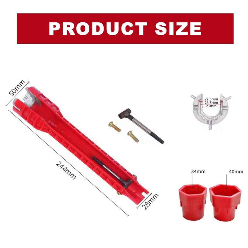 JOYVOX 1 Set Basin Wrench, 8-in-1 Tap Spanner & Faucet
