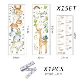 1 Piece of Height Chart Wall Sticker, 1 Piece of Double-Sided Soft Ruler, Height Chart Animal Sticker, Children's Room Decoration Sticker, Height Recording Wall Sticker