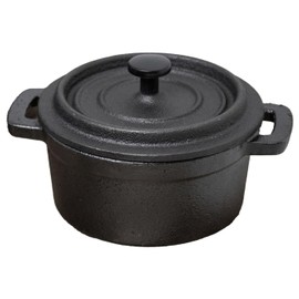 Cast Iron Mini Casserole Dish with Lid | Individual Cocotte Dutch Oven for Souffles Pies & Side Dishes | Black Metal Terrine Pot - 10cm