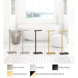 Gatco 1431MX Modern Square Base Toilet Paper Holder Stand, Matte Black, 22.25" H