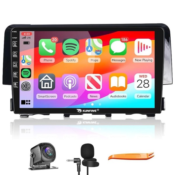 Kunfine Car CarPlay Android Auto Navigation Stereo GPS Radio Reverse