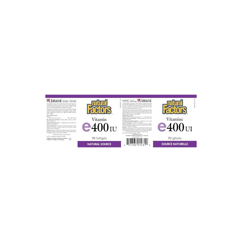 Natural Factors Natural Factors Vitamin E 400 IU, Natural Source,