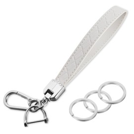 Mabor Leather Wristlet Keychain, Car Key Chain Wrist Keychain with 3 Key Ring and Anti-Lost D Ring Leather Key Chain Holder for Men and Women