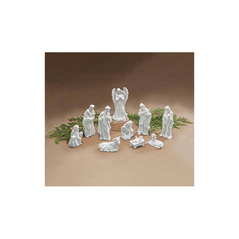 burton+BURTON Porcelain Miniature Nativity Figurine 10 Piece, White