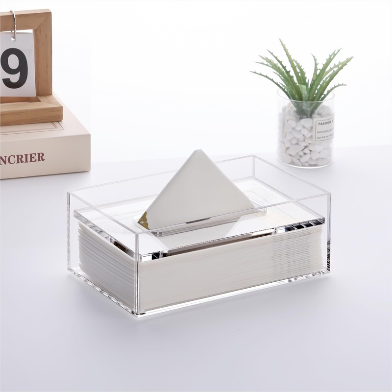 SANRUI Tissue Box Transparent Cosmetic Tissue Box for Dining Room