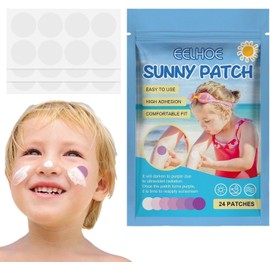 24Pcs UV Stickers for Sunscreen, Waterproof UV Detection Stickers, Sun Cream to Reapply, UV Detection Reminder Patch for Changes Color When Time To Reapply Sunscreen Facial