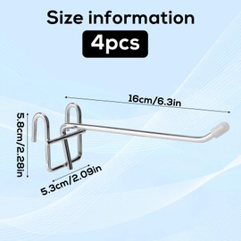 BOXOB 4 Pcs Wire Shelving Accessories Hooks with Rubber Covers, Heavy Duty Wire Rack Shelf Shelves Kitchen Utensil Hanging Hooks for Room Storage Display Organization