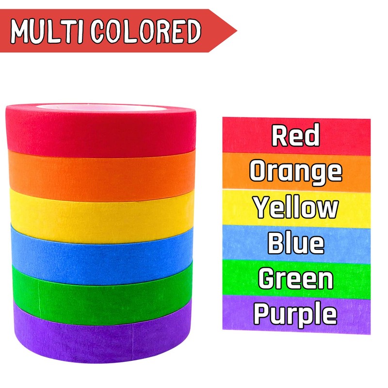 DOAY Colored Masking Tape 1/2" x 15 Yard - Multi