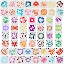 60pcs Mandala Stencils, 2x2 Inch Reusable Mandala Stencils for Painting Mandala Dotting Stencils Crafts Drawing Templates for Rocks Wood Canvas Fabric Art Projects