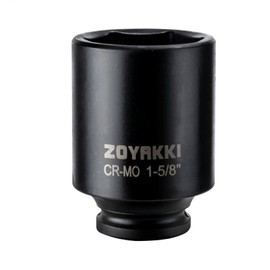 ZOYAKKI 6-Point 1/2-Inch Drive Deep Impact Socket- 1-5/8" (SAE), CR-MO, 1/2-inch Drive 6 Point Axle Nut Socket for Easy Removal of Axle Shaft Nuts (1-5/8")…