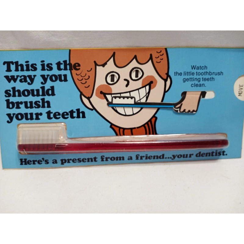 Vtg Py-co-pay Softex Jr Toothbrush 5.5" Learn-to-brush Package Movable READ