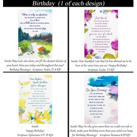 Birthday (No Repeated Cards) 32 Design Christian/Religious Greeting Card #2 Assortment ~ Scripture in every card