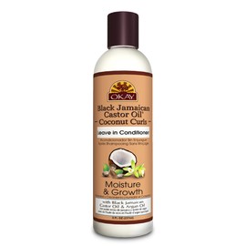 OKAY Black Jamaican Castor Oil Leave In Conditioner - Hair Moisturizer for Women and Men, Natural Hair Product for Hair Growth, Curly Hair Grease for Smooth, Moisturized Hair - 8 oz (Pack of 1)