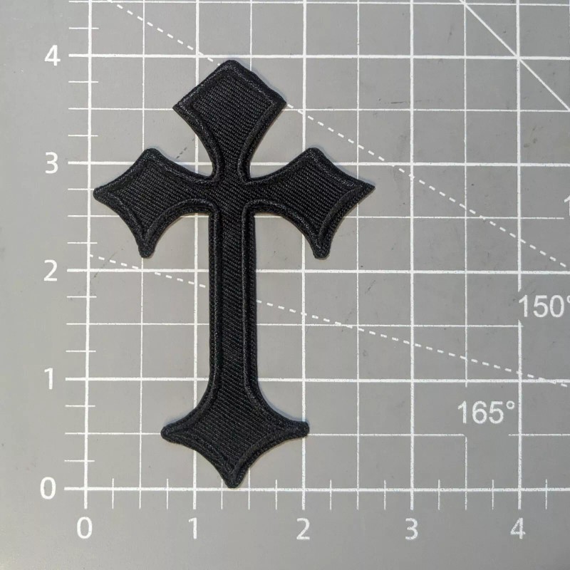 Unbranded Cross Patch Black 2 Pieces Religious Symbols Embroidered Iron