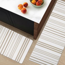 FRESHMINT Farmhouse Stripe Anti-Fatigue Kitchen Mat Set of 2, Cushioned Foam Kitchen Mats for Floor, Waterproof Non Slip Comfort Mat, Modern Kitchen Rug for Kitchen Decor, Sink, Laundry, Office