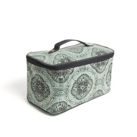 Myra Bag Makeup Bag for Women - Upcycled Western Canvas and Leather Cosmetic Toiletry Bag Tea, S-9544, Tea