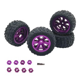 rockible 4 Pieces RC Car Wheel and Tires Set,Rubber Tires,Replacement 1:12 1:14 1:16 1:18 RC Car, Purple