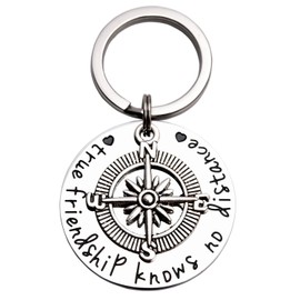 LParkin Friendship Gifts Key Ring True Friendship Knows No Distance Keyring Long Distance BFF Friends Gifts for Women, Keychain