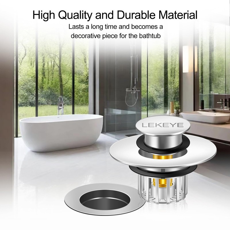LEKEYE Tub Stopper | Shower Drain Hair Catcher | Pop-up