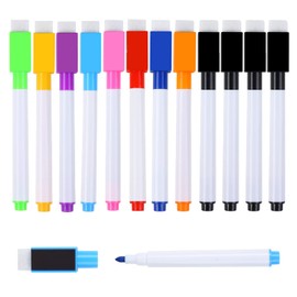 Yolistar Pack of 12 Whiteboard Pens, Magnetic Whiteboard Pens, 3-in-1 Board Marker with Eraser, Whiteboard Marker, Foil Pen Wipeable and Dry Wipe Markers, for Office, School, Home, etc