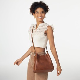 S-ZONE Full Grain Leather Crossbody Bags for Women Shoulder Bag Butterfly Bucket Purses