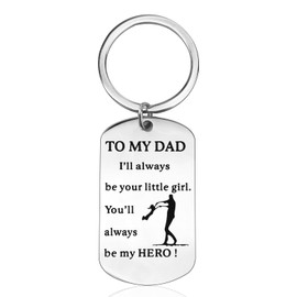 poeland Keychain Gift Set - Gift Box Packing, Father's Day Gift for Dad, Stainless Steel Key Ring from Daughter (Sliver)