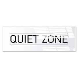 Quiet Zone Sign White 9x3 Inch - Indoor Self Adhesive Door Wall Sign Minimalism Design