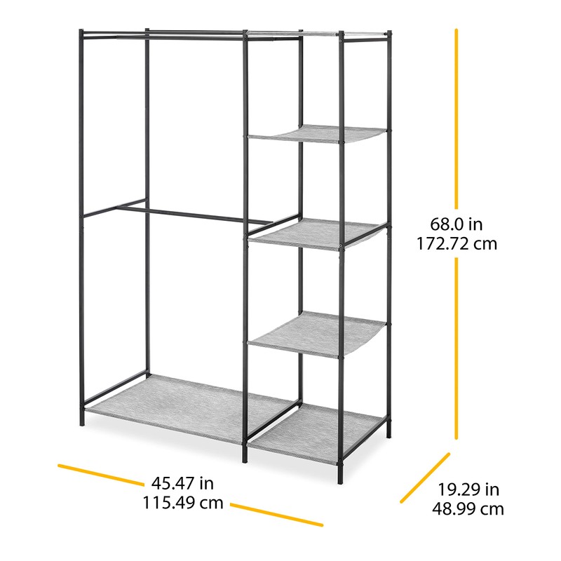 Whitmor Double Rod Closet with Shelves - Black