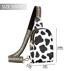 NCRJCZQL Cow Print Crossbody Sling Bag for Women Leather Shoulder Chest Bag Small Fanny Pack for Hiking Travel