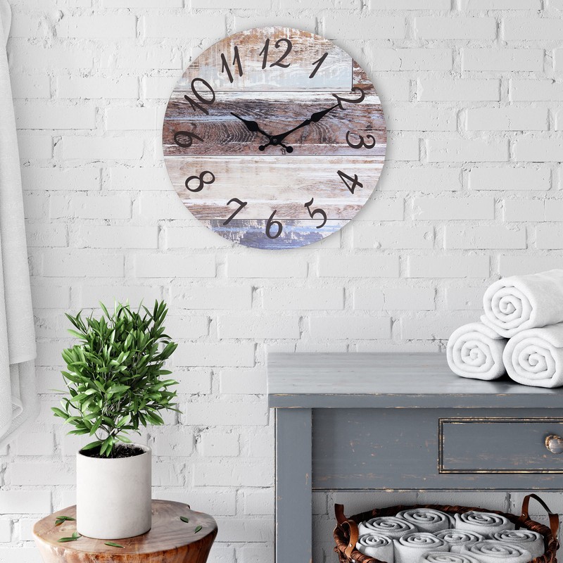 Stonebriar Vintage Farmhouse 14 Inch Round Battery Operated Hanging Wall