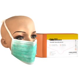 Tiga-Med Type IIr Surgical Masks 3-Ply Green Pack of 50 with Straps for Tying Disposable Surgical Masks Professional Face Masks 99.5% Filter Original Quality
