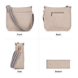 Caitina Crossbody Bag For Women Vegan Leather Hobo Handbag Designer Crossbody Bucket Bag Shoulder Purse with 2 Adjustable Strap(Dark Beige&Grey)