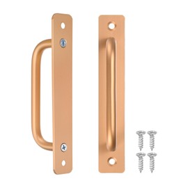 M METERXITY 2-Pack Barn Door Handles, 5Inch/128mm Hole Center Aluminium Alloy Gate Handle with Mounting Screws for Bathroom/Wardrobe/Closet/Kitchen, Sliding Door Handle with Plate [Gold]